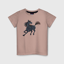 Футболка хлопковая детская Лошадь мустанг, цвет: пыльно-розовый