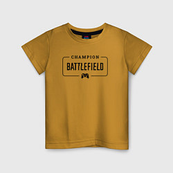Футболка хлопковая детская Battlefield gaming champion: рамка с лого и джойст, цвет: горчичный