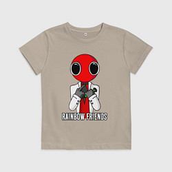 Футболка хлопковая детская Радужные друзья - Красный, цвет: миндальный