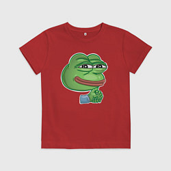Футболка хлопковая детская Лягушонок Пепе хитрит, цвет: красный