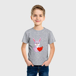 Футболка хлопковая детская Кролик с сердцем, цвет: меланж — фото 2