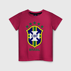 Футболка хлопковая детская Brasil CBF, цвет: маджента