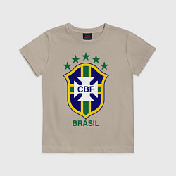 Футболка хлопковая детская Brasil CBF, цвет: миндальный