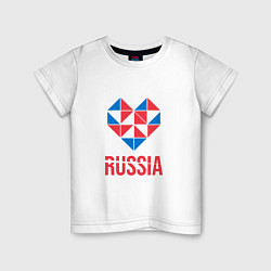 Футболка хлопковая детская Россия в моём сердце, цвет: белый