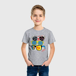 Футболка хлопковая детская Поп арт очки, цвет: меланж — фото 2