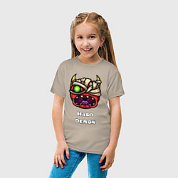 Футболка хлопковая детская Geometry Dash hard demon, цвет: миндальный — фото 2