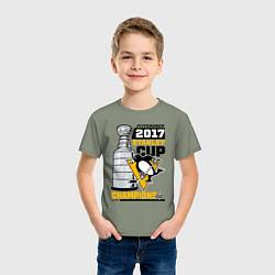 Футболка хлопковая детская Питтсбург Пингвинз НХЛ, цвет: авокадо — фото 2