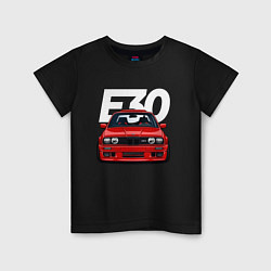 Футболка хлопковая детская BMW E30, цвет: черный