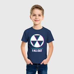 Футболка хлопковая детская Fallout в стиле glitch и баги графики, цвет: тёмно-синий — фото 2