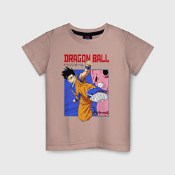 Футболка хлопковая детская Dragon Ball - Сон Гоку - Удар, цвет: пыльно-розовый