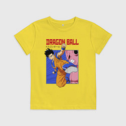 Футболка хлопковая детская Dragon Ball - Сон Гоку - Удар, цвет: желтый