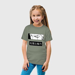 Футболка хлопковая детская Взгляд Зоро - Вон пис, цвет: авокадо — фото 2