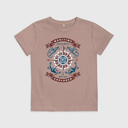 Футболка хлопковая детская Морской исследователь, цвет: пыльно-розовый