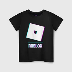 Футболка хлопковая детская Roblox в стиле glitch и баги графики, цвет: черный
