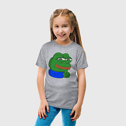 Футболка хлопковая детская Лягушонок Пепе хитрый, цвет: меланж — фото 2