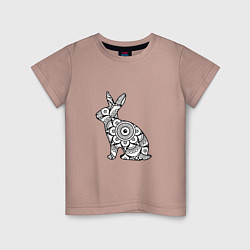 Футболка хлопковая детская Узорный кролик, цвет: пыльно-розовый