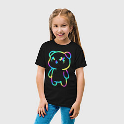 Футболка хлопковая детская Cool neon bear, цвет: черный — фото 2