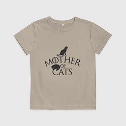 Футболка хлопковая детская Мать котов, цвет: миндальный