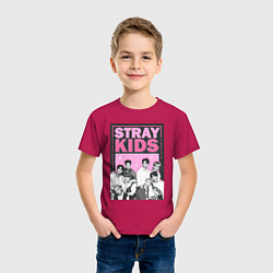 Футболка хлопковая детская Stray Kids boy band, цвет: маджента — фото 2