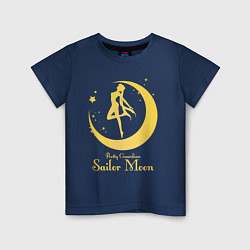 Футболка хлопковая детская Sailor Moon gold, цвет: тёмно-синий