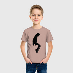 Футболка хлопковая детская Силуэт Майкла Джексона - Minimalism, цвет: пыльно-розовый — фото 2