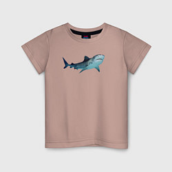 Футболка хлопковая детская Realistic shark, цвет: пыльно-розовый