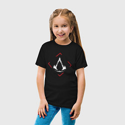 Футболка хлопковая детская Символ Assassins Creed в красном ромбе, цвет: черный — фото 2