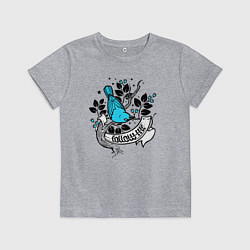 Футболка хлопковая детская Птица и ягоды - follow me, цвет: меланж