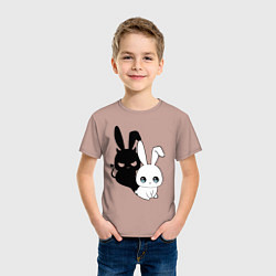 Футболка хлопковая детская Милый кролик - ангелочек или дьяволёнок?, цвет: пыльно-розовый — фото 2