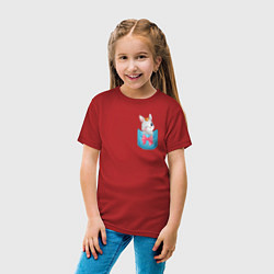 Футболка хлопковая детская Зайка в кармане, цвет: красный — фото 2