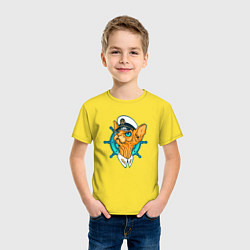 Футболка хлопковая детская Голова капитана-сфинкса, цвет: желтый — фото 2