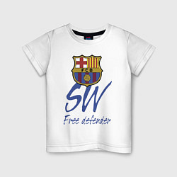 Футболка хлопковая детская Barcelona - Spain - sweeper, цвет: белый