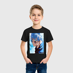 Футболка хлопковая детская Сатору Годжо в очках - Jujutsu kaisen, цвет: черный — фото 2