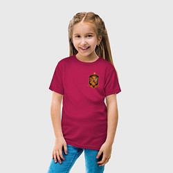 Футболка хлопковая детская Сборная Испании логотип, цвет: маджента — фото 2