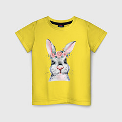Футболка хлопковая детская Кролик в цветах, цвет: желтый
