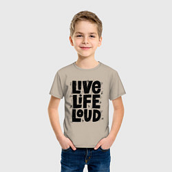 Футболка хлопковая детская Живи громко, цвет: миндальный — фото 2