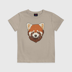 Футболка хлопковая детская Голова милой красной панды, цвет: миндальный