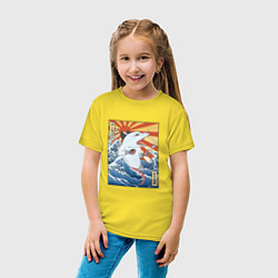 Футболка хлопковая детская Гравюра японский опоссум в стиле укиё-э, цвет: желтый — фото 2