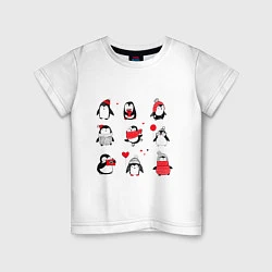 Футболка хлопковая детская Positive penguins, цвет: белый
