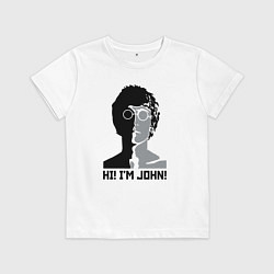 Футболка хлопковая детская Джон Леннон - портрет, цвет: белый