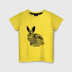 Футболка хлопковая детская Rabbit in patterns, цвет: желтый