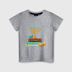 Футболка хлопковая детская Happy Hanukkah, цвет: меланж
