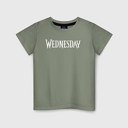 Футболка хлопковая детская Wednesday Logo, цвет: авокадо