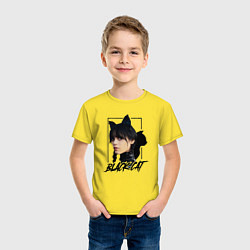 Футболка хлопковая детская Wednesday Black cat, цвет: желтый — фото 2