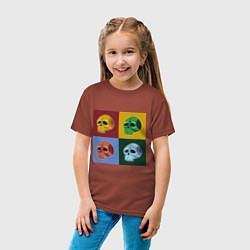 Футболка хлопковая детская Четыре черепочка в разноцветных квадратах, цвет: кирпичный — фото 2