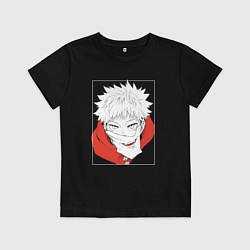 Футболка хлопковая детская Улыбка Юдзи Итадори, цвет: черный