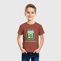 Футболка хлопковая детская Эмблема федерации футбола Аргентины, цвет: кирпичный — фото 2