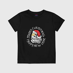 Футболка хлопковая детская Santa new year, цвет: черный