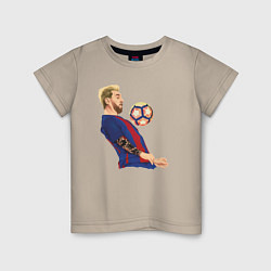 Футболка хлопковая детская Messi Barcelona, цвет: миндальный
