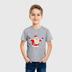 Футболка хлопковая детская Дед Мороз на роликах, цвет: меланж — фото 2